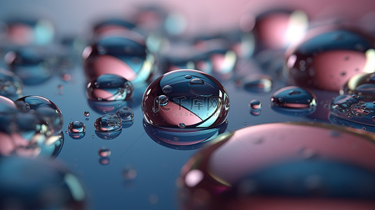 透明水泡背景图片_泡沫之美 3D 渲染背景的宏观水泡近距离