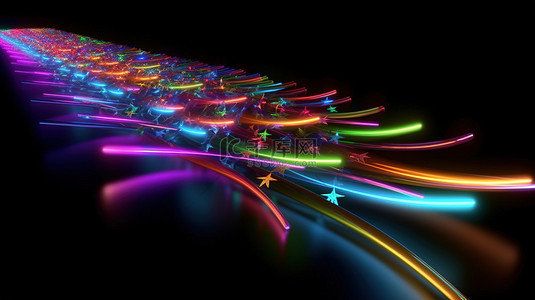 空间光效背景图片_在 3d 渲染中模拟多色发光星轨道
