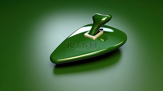 带鼠标手形光标的绿色播放按钮的 3D 插图