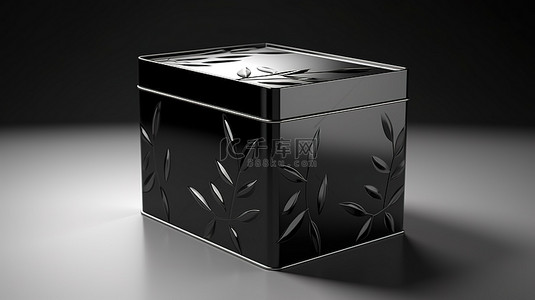 橄榄油样机盒黑色金属锡罐包装的 3D 渲染