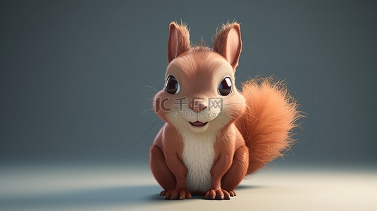 3d卡通可爱动物背景图片_3D 渲染中有趣的松鼠
