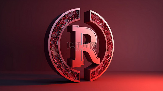 红色印度尼西亚卢比货币符号的 3d 渲染插图