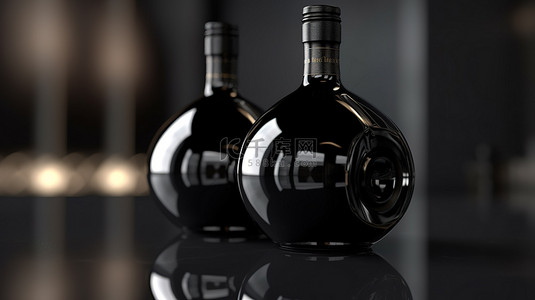相连输液背景图片_紧密相连的双黑瓶的详细 3D 渲染
