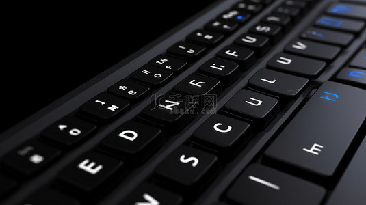 黑色背景互联网背景图片_技术与带有翻译键的黑色键盘的业务 3D 渲染相结合