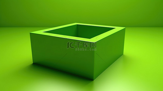 立方体容器背景图片_内部空的立方体绿色盒子的 3D 渲染