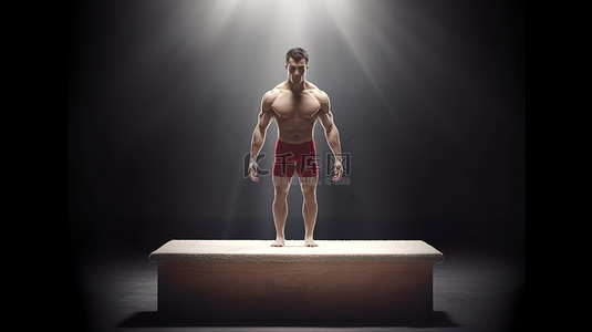 男人男背景图片_男体操运动员在 3D 渲染中的鞍马表演