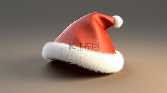 冬款背景图片_圣诞老人帽子的 3d 插图