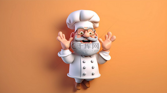 带着厨师帽的小猪背景图片_顽皮厨师的异想天开的 3D 艺术