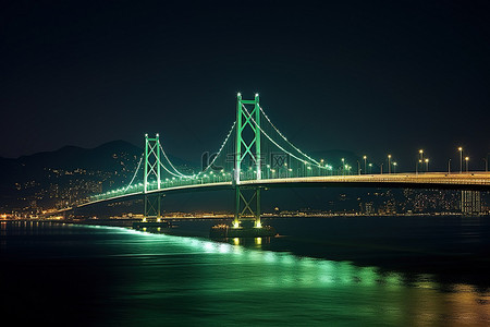 海上大桥背景图片_夜间韩国海上大桥
