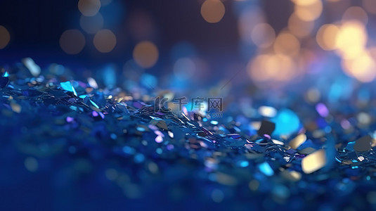叠影背景图片_优雅的 3D 插图闪亮背景，带有蓝色散景和层叠颗粒，非常适合庆祝活动