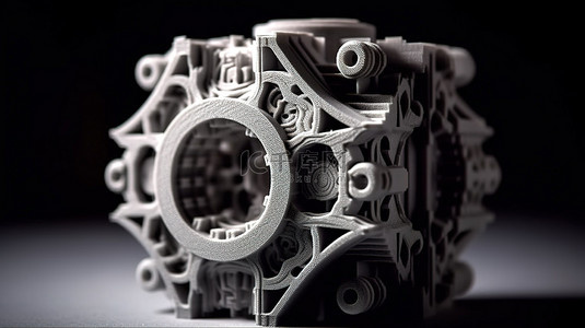 灰色粉末工业 3D 打印机打印的三维模型