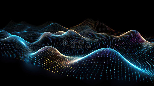 科技地球动态背景图片_具有点和线的互连波的动态 3D 渲染