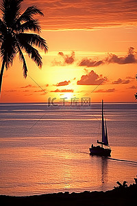扁舟背景图片_夕阳洗去一叶扁舟，驶向彼岸