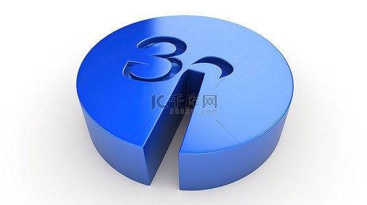 折扣白色背景图片_白色背景的 3D 渲染，带有代表 35 的孤立蓝色符号