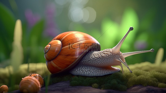 困而缓慢的加密蜗牛 3d 渲染
