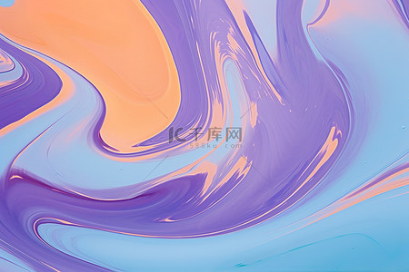 一幅紫蓝色画作，火烈鸟中带有旋转的紫色