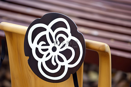 黑色木椅上美丽的花朵贴纸