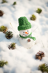 圣诞节雪背景图片_冬天雪中的雪人 免版税