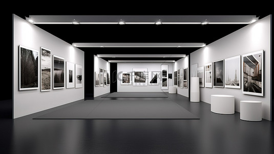 虚拟展厅背景图片_虚拟展厅空置的 3d 渲染