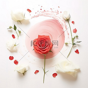 花玫瑰背景图片_一张玫瑰躺在花圈上的照片