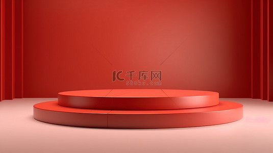 对称的背景图片_几何背景上的豪华 3D 产品展示台，带有对称的浅红色口音，是抽象广告杰作