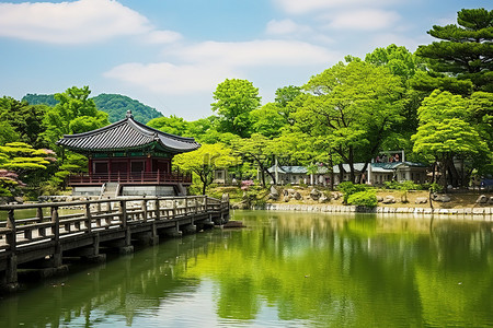 地标建筑背景背景图片_城东宫公园 首尔 首尔 韩国