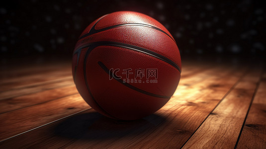 篮球地板背景图片_带有 3d 渲染篮球的木地板背景