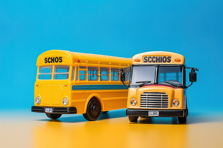 带有字母“l”的玩具巴士和校车