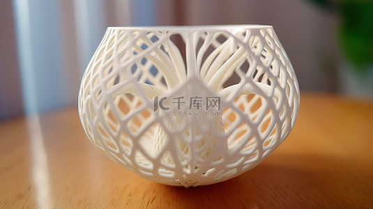 从下面查看 3D 打印机创建模型花瓶
