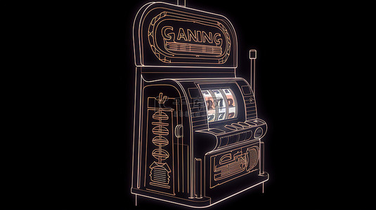 透气性图标背景图片_3D 渲染赌博老虎机的单色轮廓图标