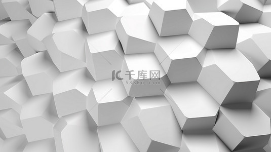 白色抽象背景下的 3D 纸张风格六边形形状
