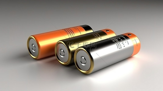 能量电池背景图片_带 USB C 型充电隔离 AA 尺寸电池模型的可充电电池的 3D 插图