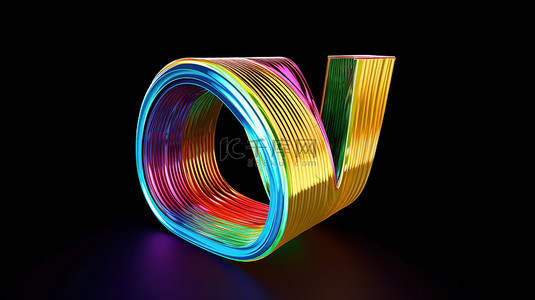 3d 渲染的现代字母表抽象彩色线条形成字母 w