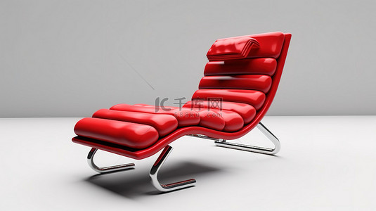 单色单色躺椅，带有 3d 图标中的流行红色