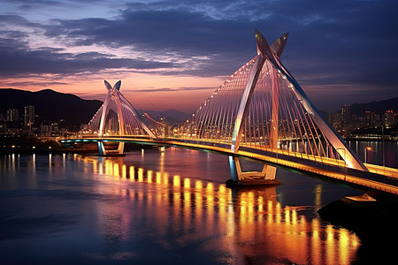 黄昏的台湾河大桥