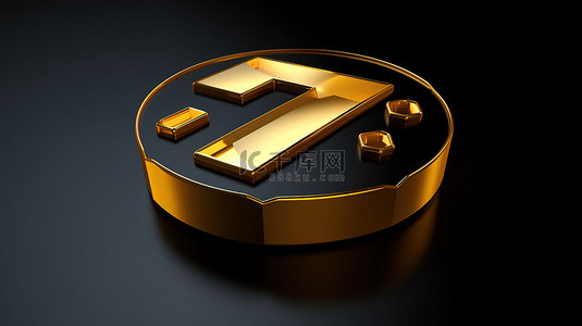 黑色按钮图标上皇家金色字体的优雅 3D 字体显示 71