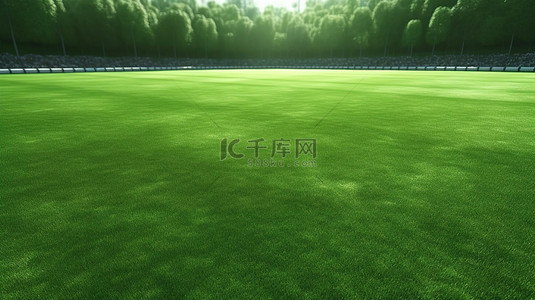 绿色足球背景背景图片_计算机生成的带有足球礼物的郁郁葱葱的绿色足球场的描绘