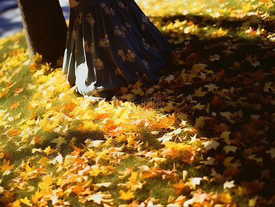 秋天躺在地上背景图片_黄叶躺在草地上