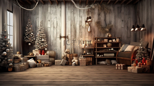 冬季主题背景图片_用于在 3D 场景中展示产品的圣诞节主题背景