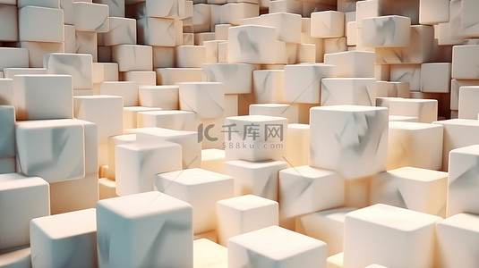 干净的公司墙简约光注入抽象大理石挤压立方体背景具有 3D 几何形状
