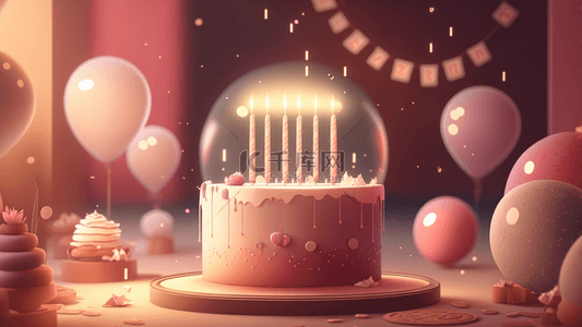 生日蛋糕奶油背景图片_生日蛋糕气球梦幻背景