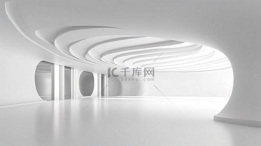 整洁的卧室背景图片_宽敞的现代室内 3D 渲染整洁的白色房间