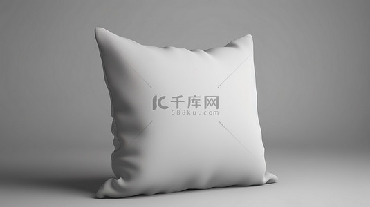 枕头样机背景图片_用于设计演示的空白方形枕头模板逼真的 3D 渲染特写模型