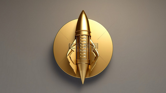 金色火箭背景图片_标志性的火箭徽章 哑光金板上闪闪发光的金色符号