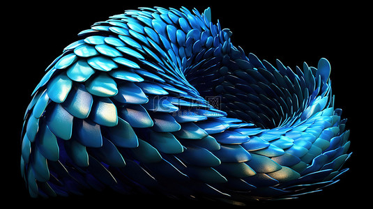 梦幻般的美人鱼，有龙鳞和爬行动物皮肤，以 3D 波渲染