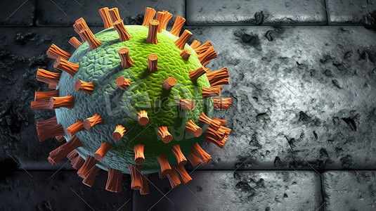 病毒细胞背景图片_带有病毒细胞 3D 渲染的混凝土纹理背景