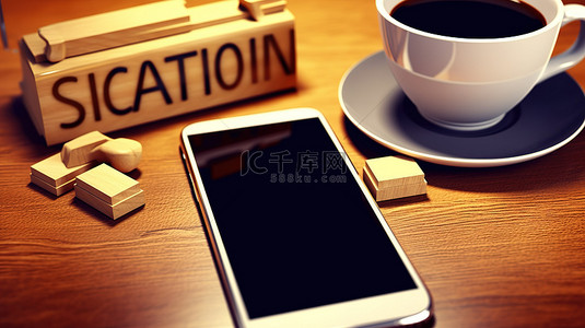 行政背景图片_高效的行政语音气泡，带有 3D 渲染的电话和咖啡