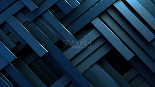 几何蓝色 3D 纺织插图，以抽象线条呈现优雅奢华