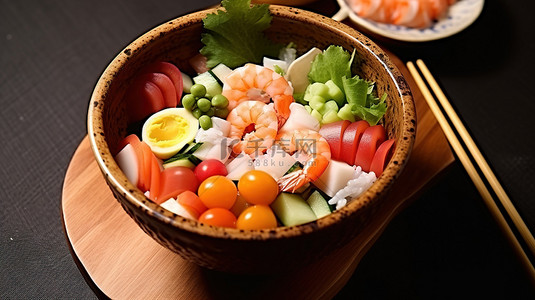 白梅背景图片_ayuson hamachi 生鱼片木碗配蔬菜
