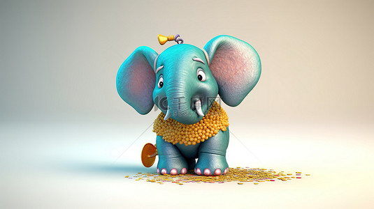 商业企划书背景图片_俏皮的3D大象渲染